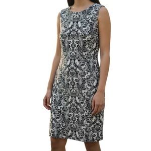 J. McLaughlin Women’s Black &‎ Ivory Floral Textured Sleeveless Dress Sz S
